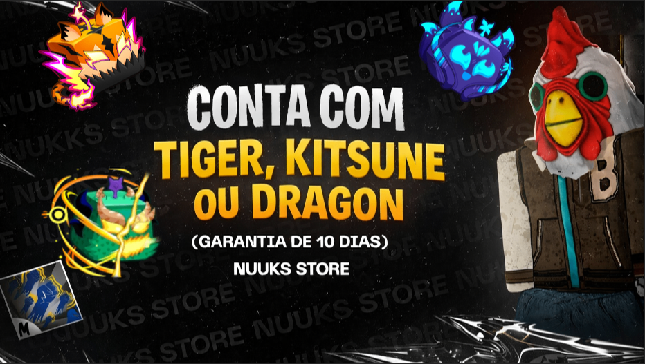 Conta Blox Fruits com Tiger, Kitsune ou Dragon🔥