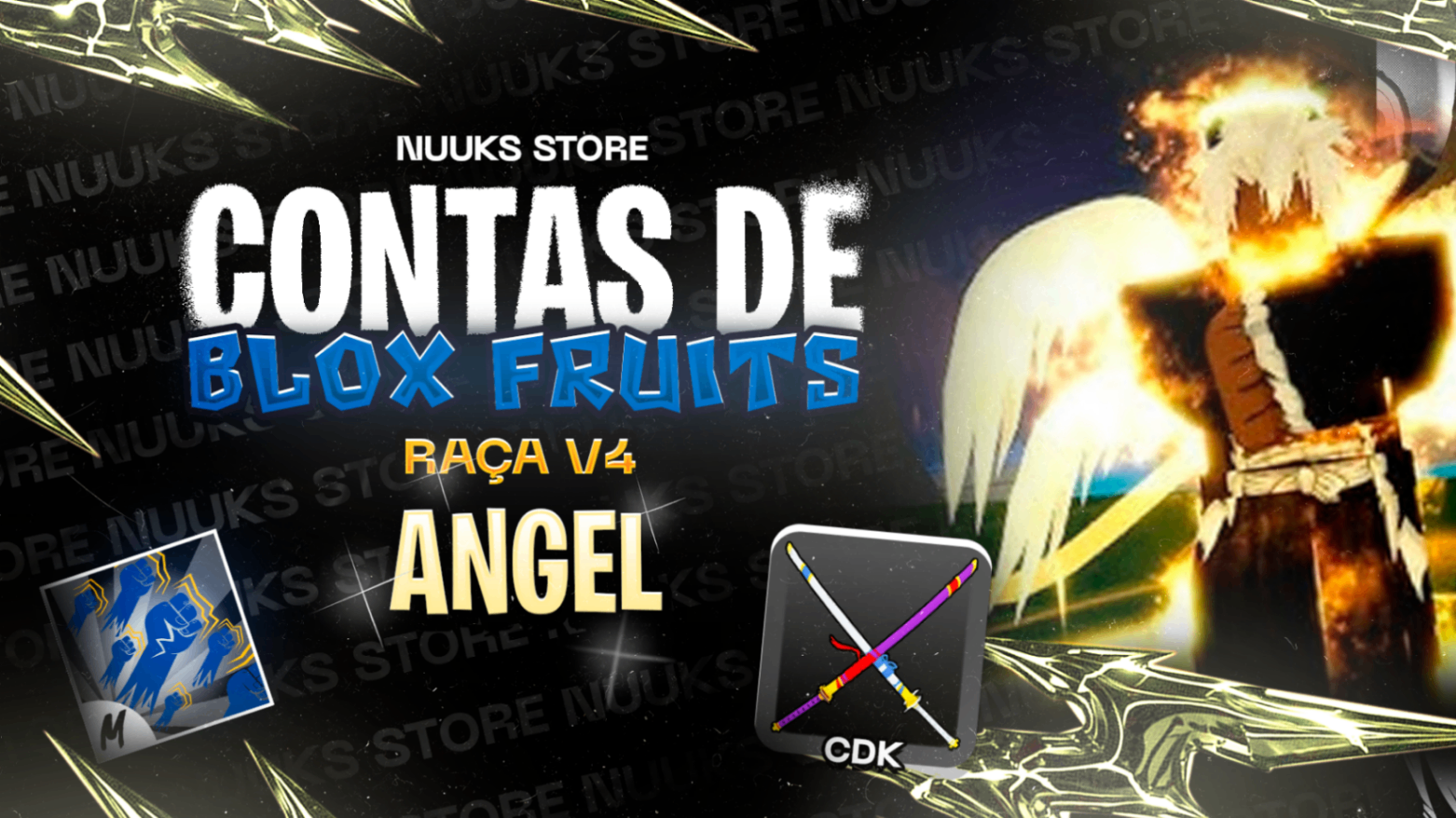 LVL MAX + RAÇA V4 ANGEL + GODHUMAN + CDK + FRUTAS RANDOM