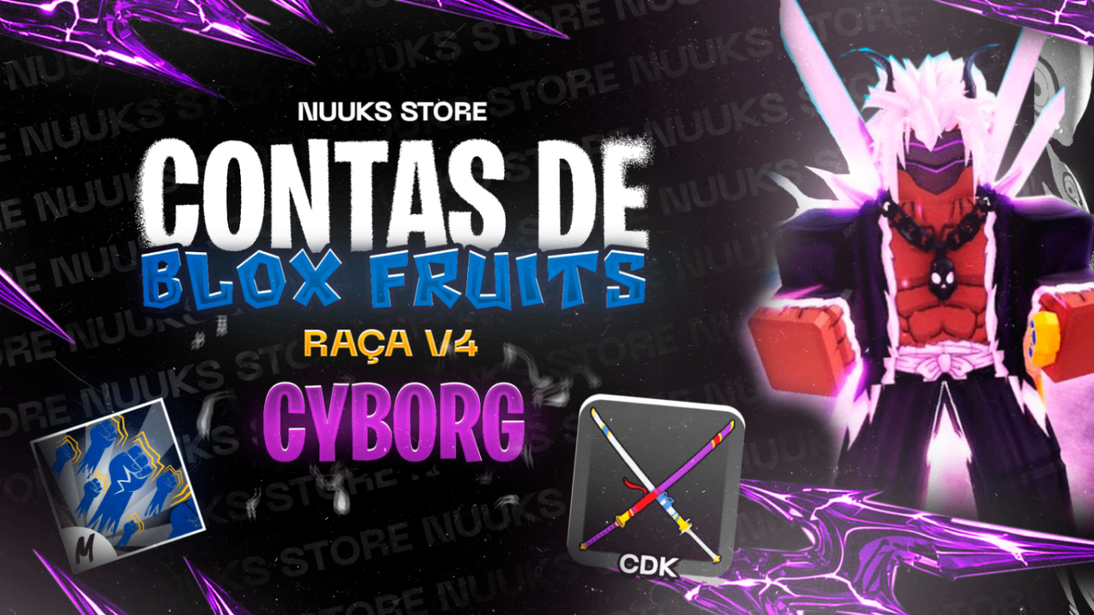 LVL MAX + RAÇA V4 CYBORG + GODHUMAN + CDK + FRUTAS RANDOM